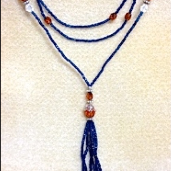 “Sapphire for Days” Artisan tassel Necklace - Picture 3 of 3